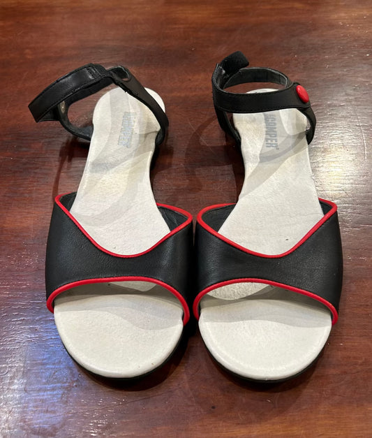 Women's Shoes - 10 US/ 41 EU Black/Red Leather Sandals Camper