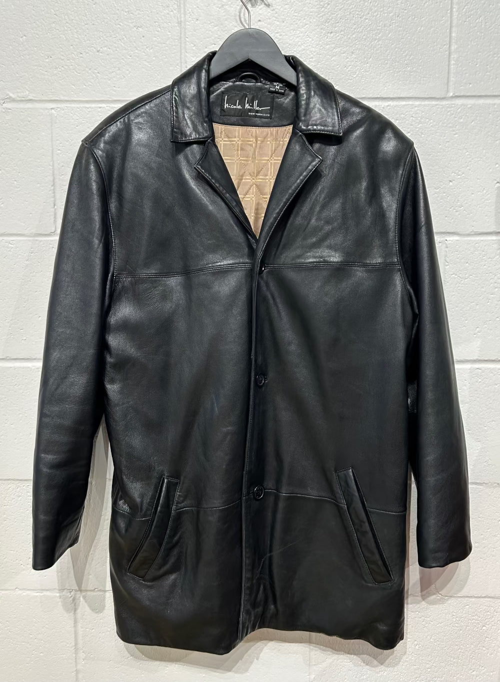 Men's M Black Lambskin Leather Jacket, Nicole Miller