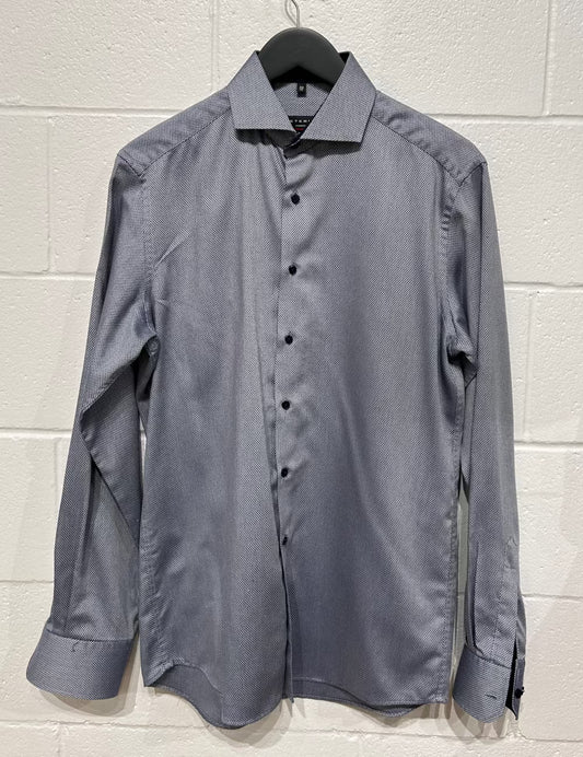 Men's 15 S Shirt,  Long Sleeve, Button Up, Blue Geometric, Modern Fit - Eternal