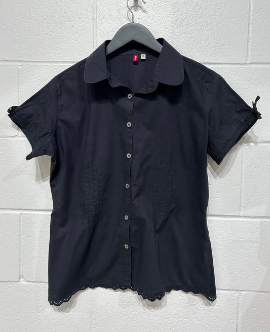 Women's XL Black 100% Cotton Top Button-up Shirt, Short Sleeve, Levi's