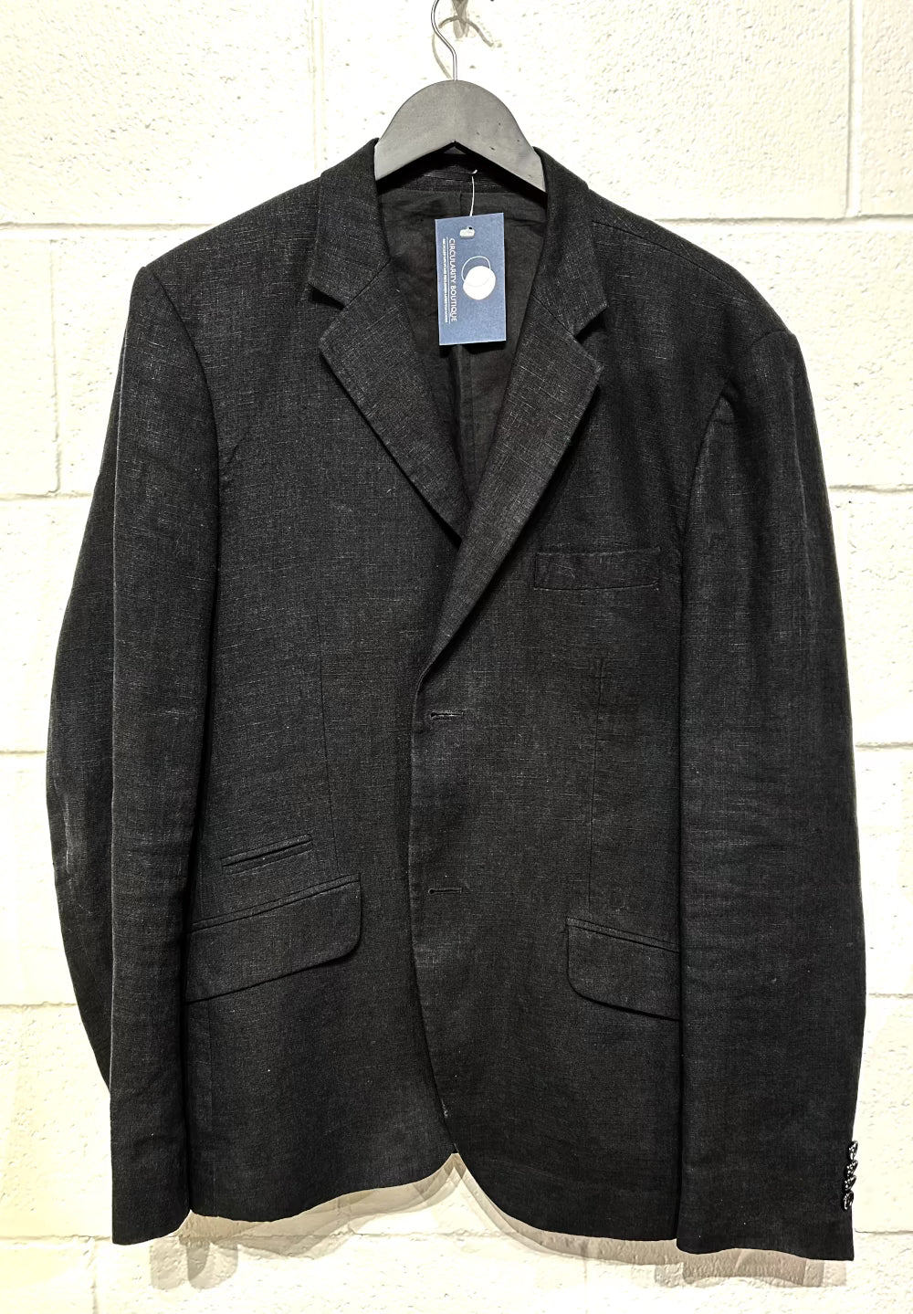 Men's XL (44 R?) 100% Linen Sportscoat Jacket, Black, Bertoni