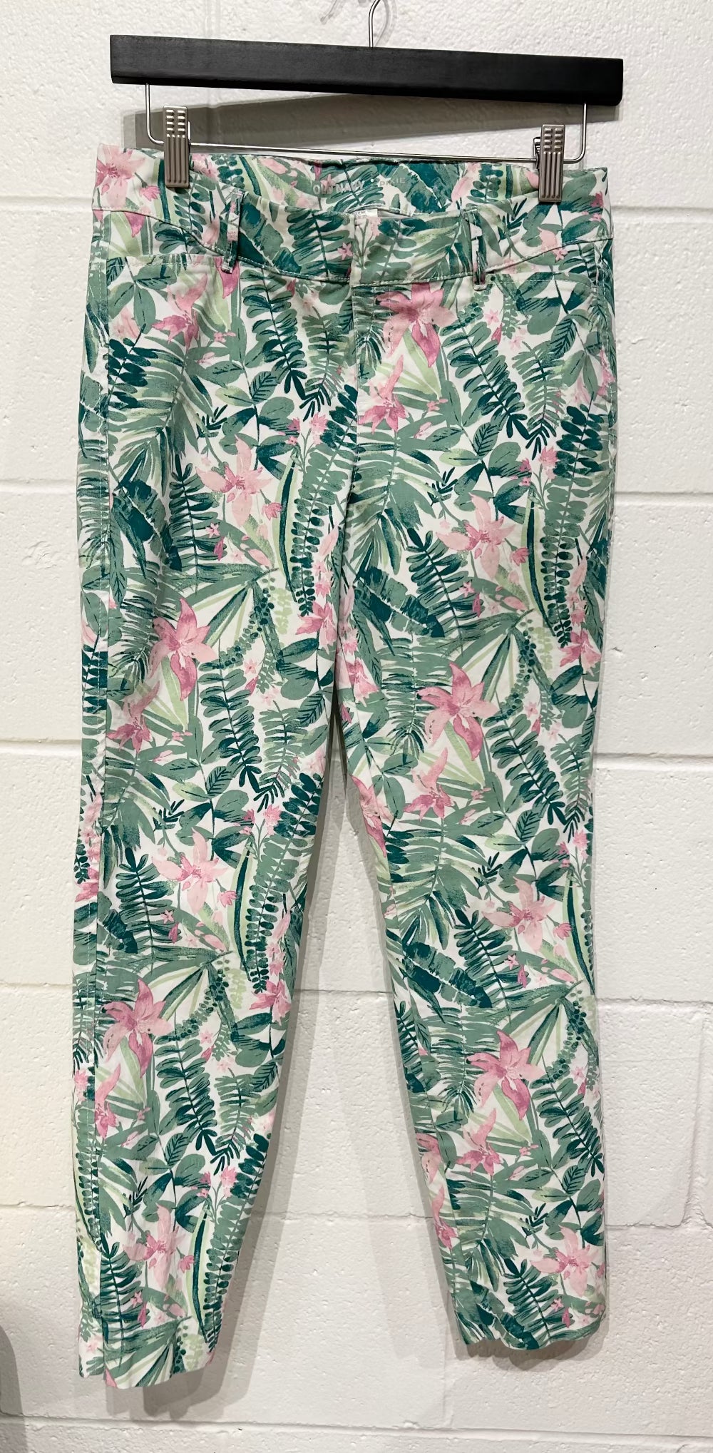 Women's 2 Cotton Pants, Tropical Print, Green/Pink