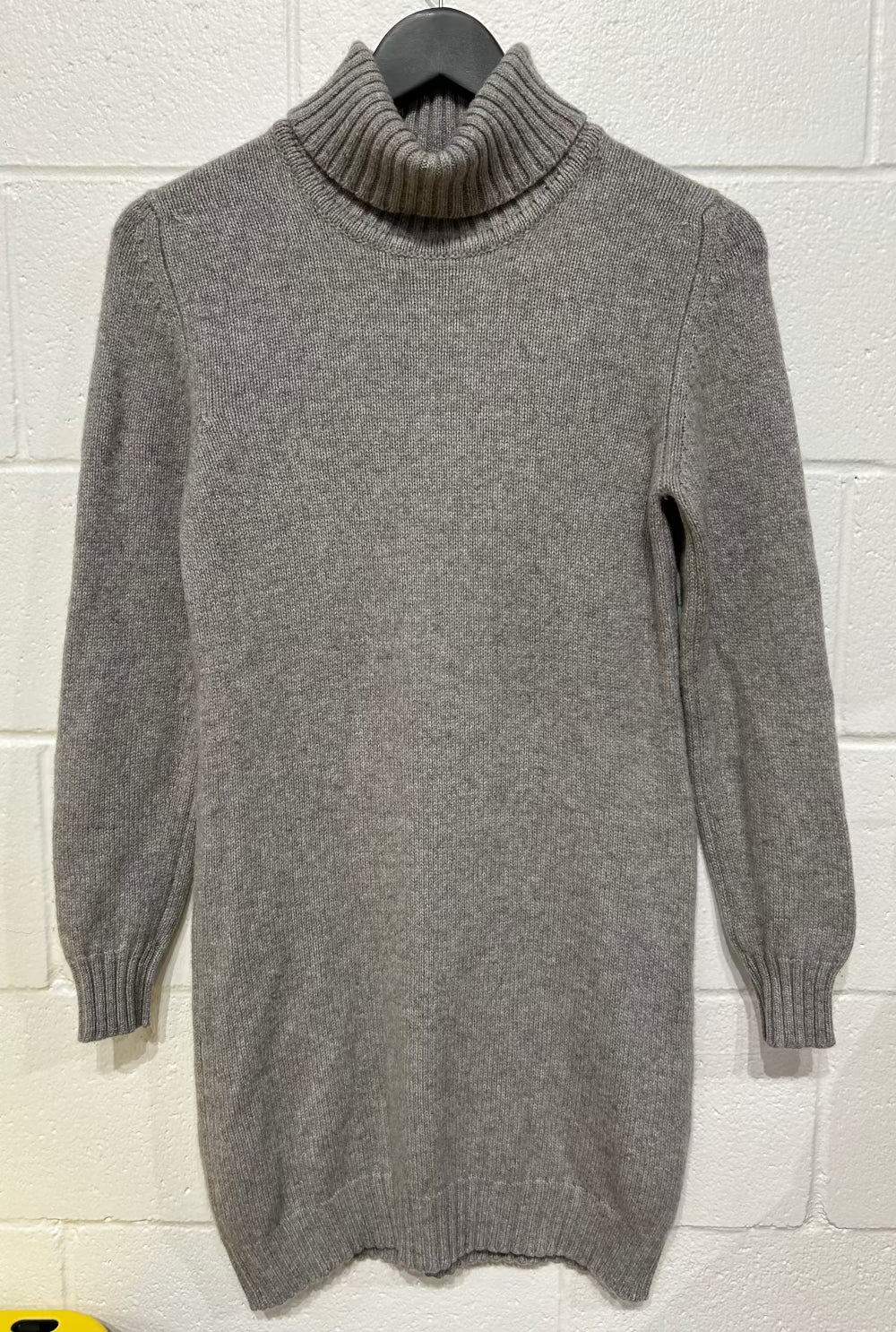 Women's M 38 100% Cashmere Turtleneck Sweater Dress Tunic, Warm Grey, Glenmac