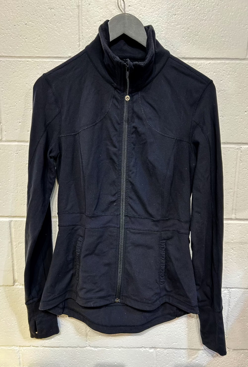 Women's M Riding Jacket, Long Sleeve, Peplum, Thumb Holes - Black, Lululemon