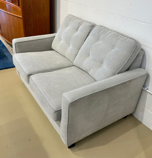 Local Pickup Only - Pale Grey Fabric Couch/Loveseat, Hide-a-Bed (Foldout Single Bed)