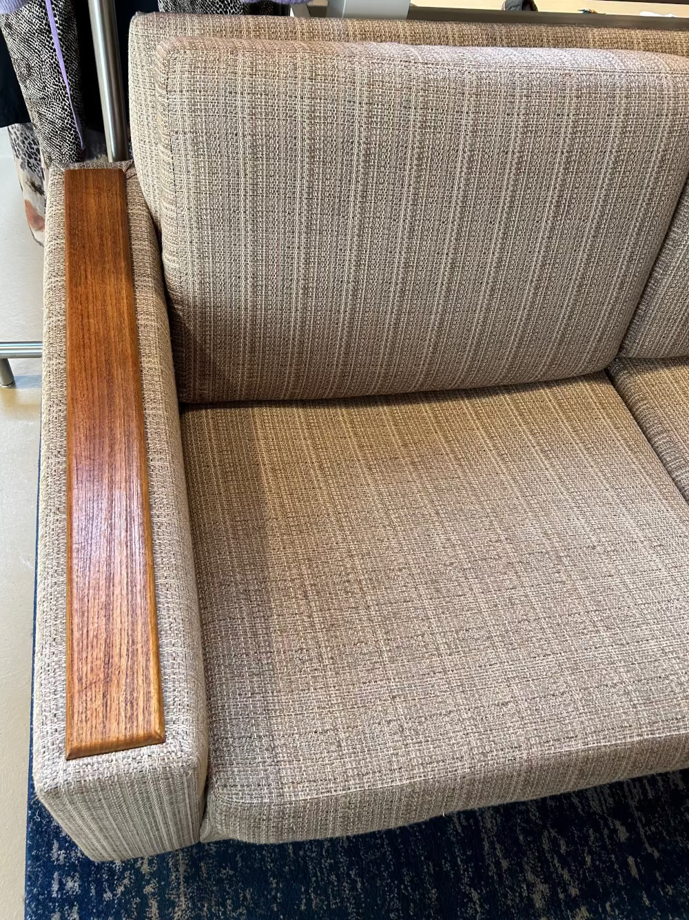 Local Pickup Only - Vintage Teak Frame Fabric Couch, 3-Seater, MCM