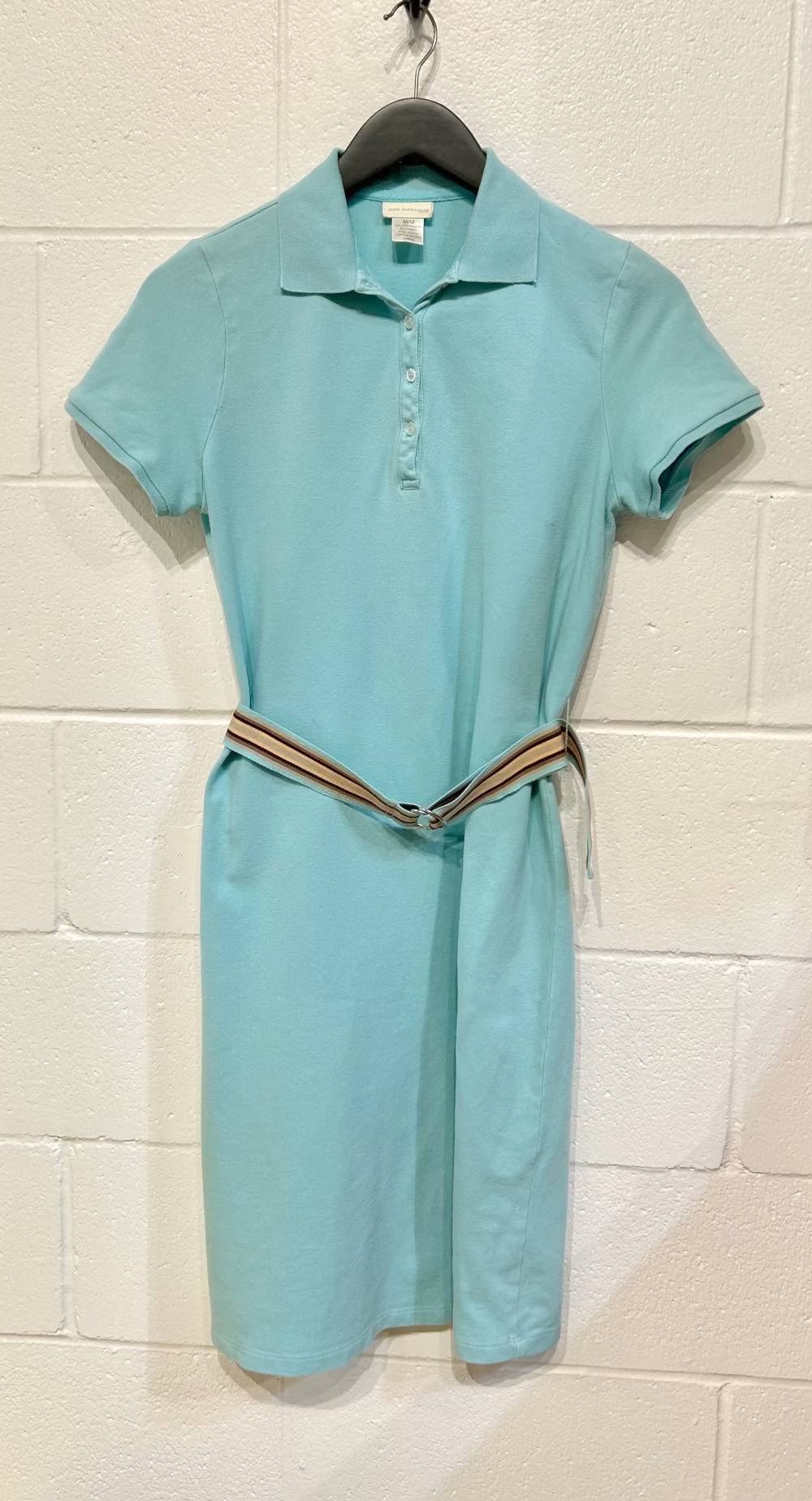 Women's Dress M Aqua Polo Knit Dress with Belt, Jane Alexander