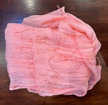 100% Silk Blossom Pink Rectangular Fringed Scarf