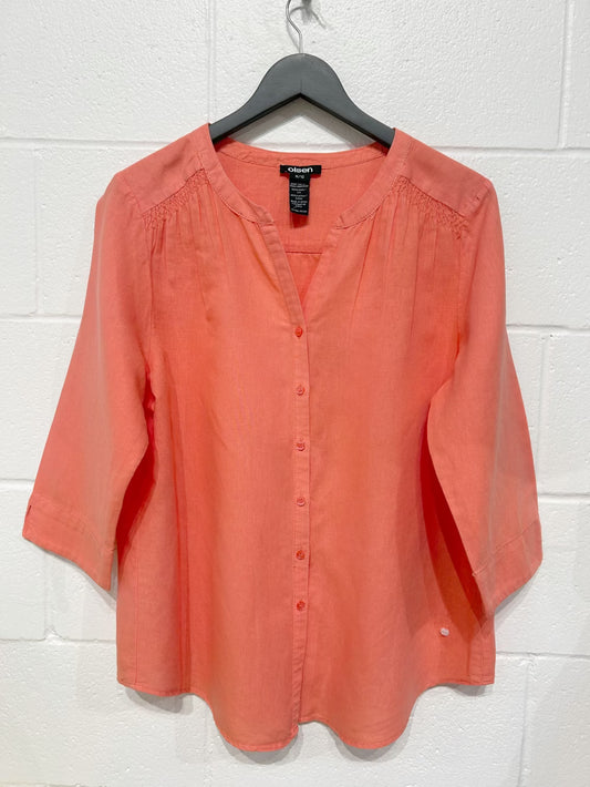 Women's M+ 10 Linen-Cotton Top Shirt Tunic, Coral, Olsen