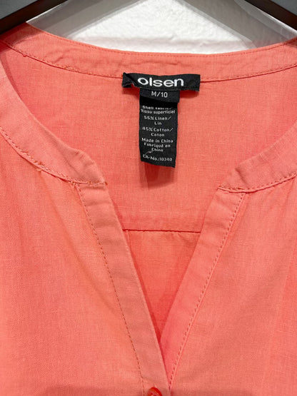 Women's M+ 10 Linen-Cotton Top Shirt Tunic, Coral, Olsen