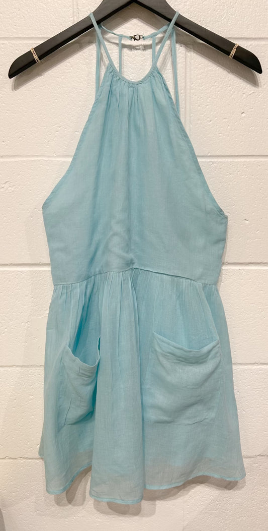 Women's Dress XS, 100% Cotton, Strappy, Aqua Gauze, Kimchi Blue