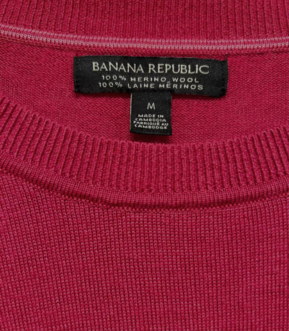 Women's M 100% Merino Crew-Neck Sweater, Deep Rose Pink, Banana Republic