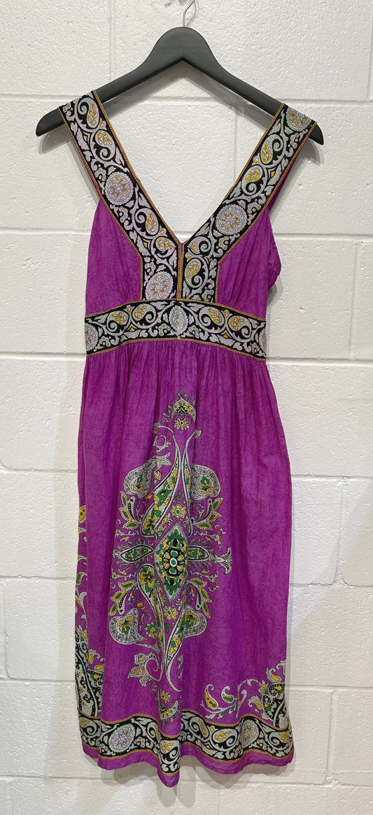 Women's Dress S, 100% Cotton, Purple Multi, Sahiba