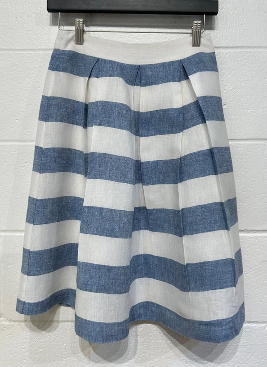 Women's 8 Cotton Blue/White A-line Skirt, Aileen