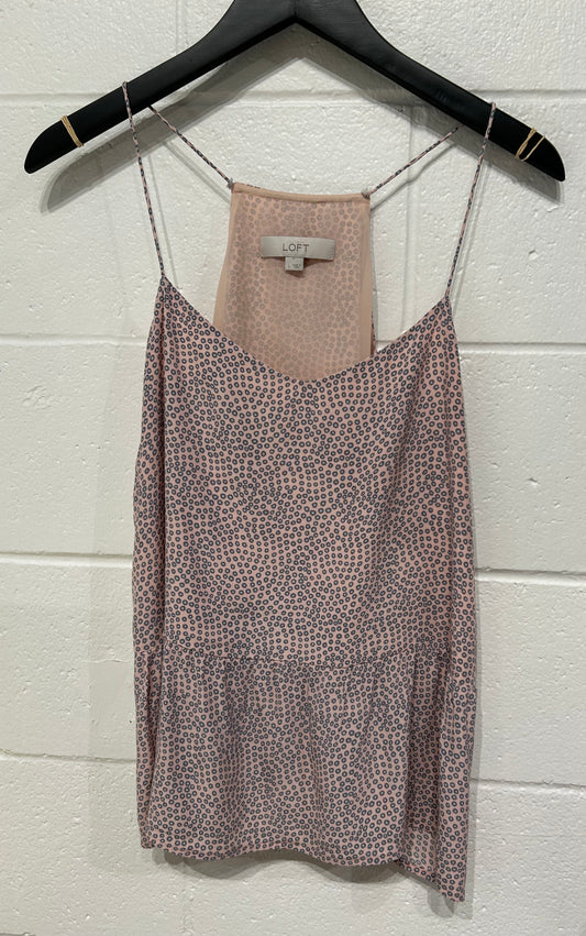 Women's L Top Strappy Tank Swing Blush Pink Print, Loft