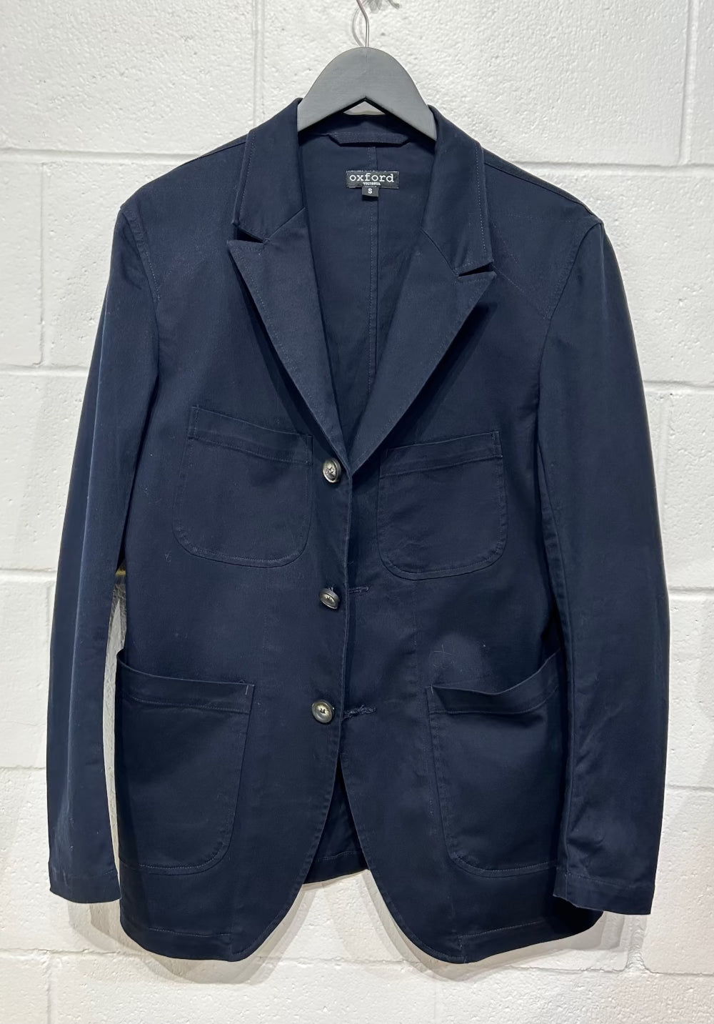 Men's S Cotton Sportscoat Jacket, Navy, Oxford, Unlined