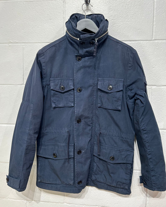 Men's XS, Navy Cotton Jacket Coat, Hidden Hood - J Crew