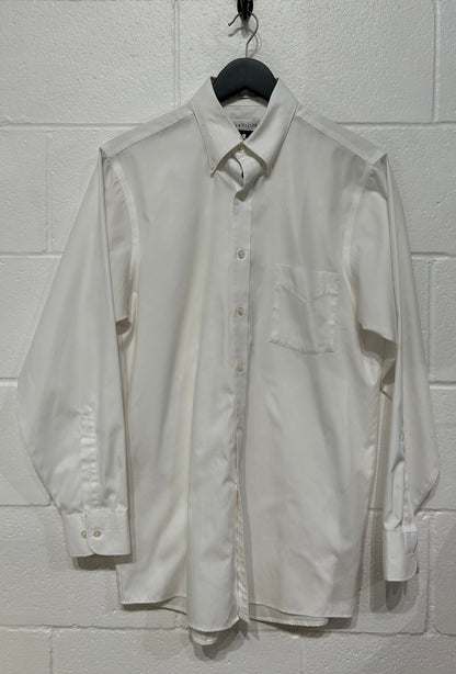 Men's S 15 Oxford Cotton Blend Shirt, Long Sleeve, Button Up, White, Van Heusen