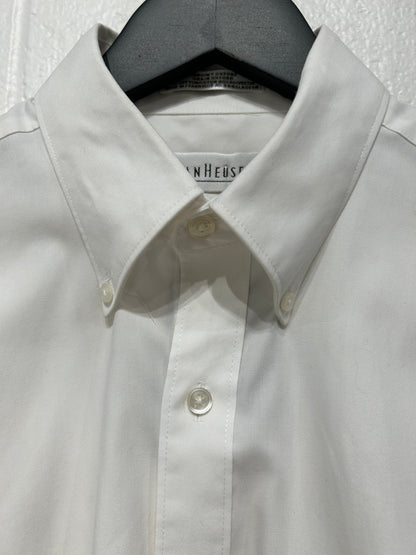 Men's S 15 Oxford Cotton Blend Shirt, Long Sleeve, Button Up, White, Van Heusen