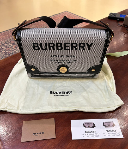 Burberry Shoulder Bag, Cloth with Leather Trim (comes with dust bag and auth number)