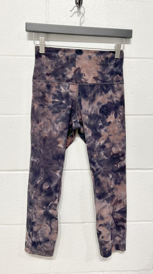 Women's 6 Cropped Legging - Mauve Charcoal Ink Abstract Print, Lululemon