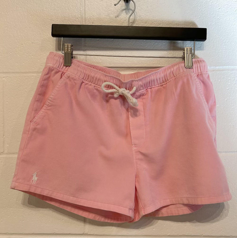 Women's S Shorts, 3" Powder Pink Cotton, Elastic Waist, Polo Ralph Lauren