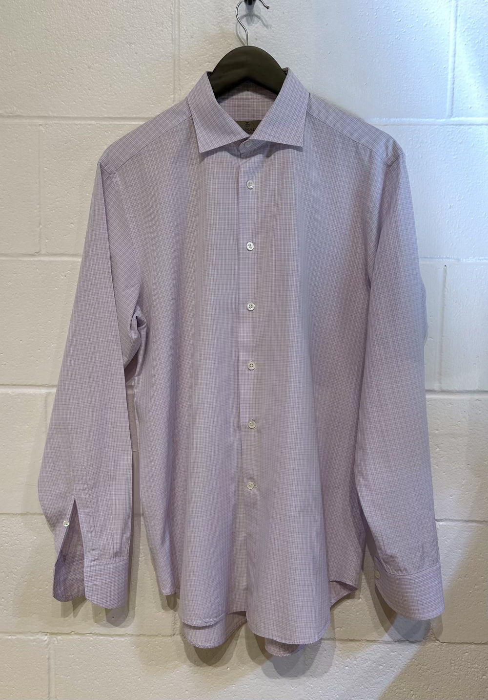 Men's L Shirt 16,  Long Sleeve, Button Up,  Lavender Micro-check - Canali