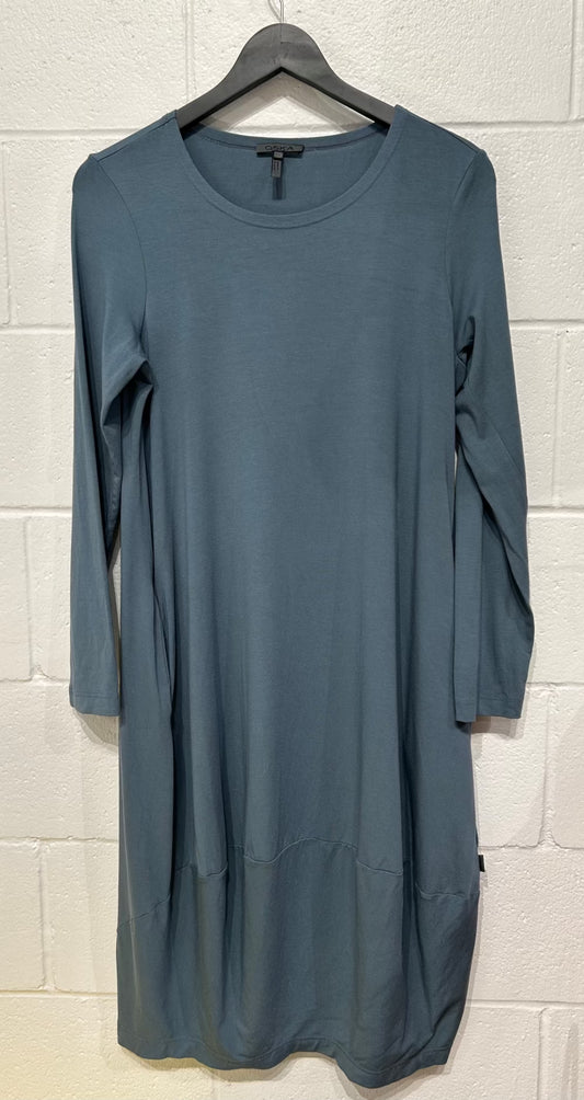 Women's T-shirt Dress S (0),Long Sleeve, Soft Slate Blue, Oska