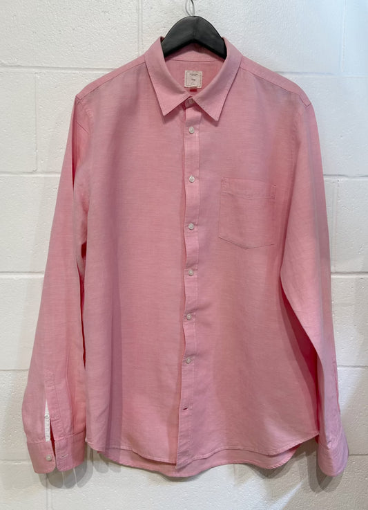 Men's XL Shirt, Linen Blend, Long Sleeve, Button Up, Pink - Gap