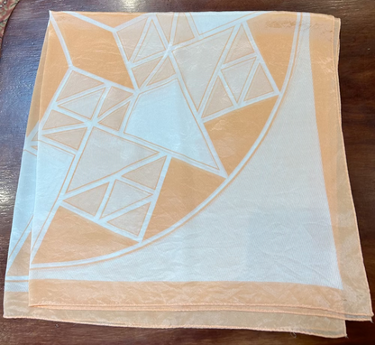 Vintage Square Silk Scarf, Peach Star Print - Elaine Gold