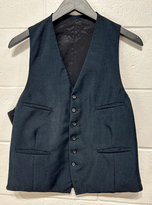 Men's S Vintage Vest Waistcoat, Black (Slight Green Hint)