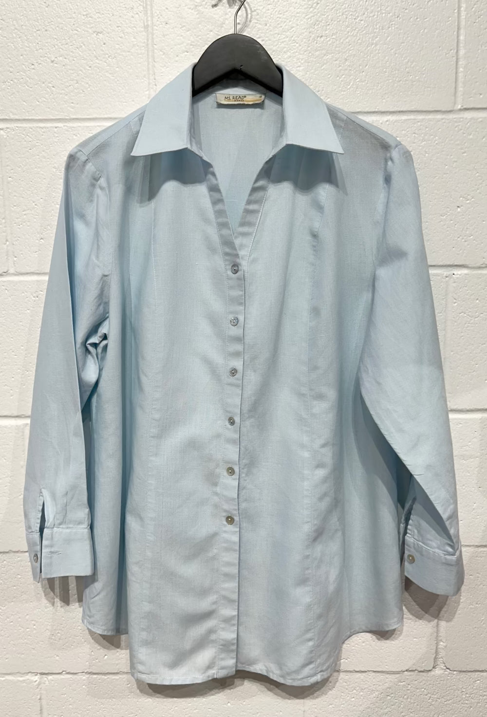 Women's 18 Linen-Cotton Top Shirt Tunic, Mint Green, Ms. Read