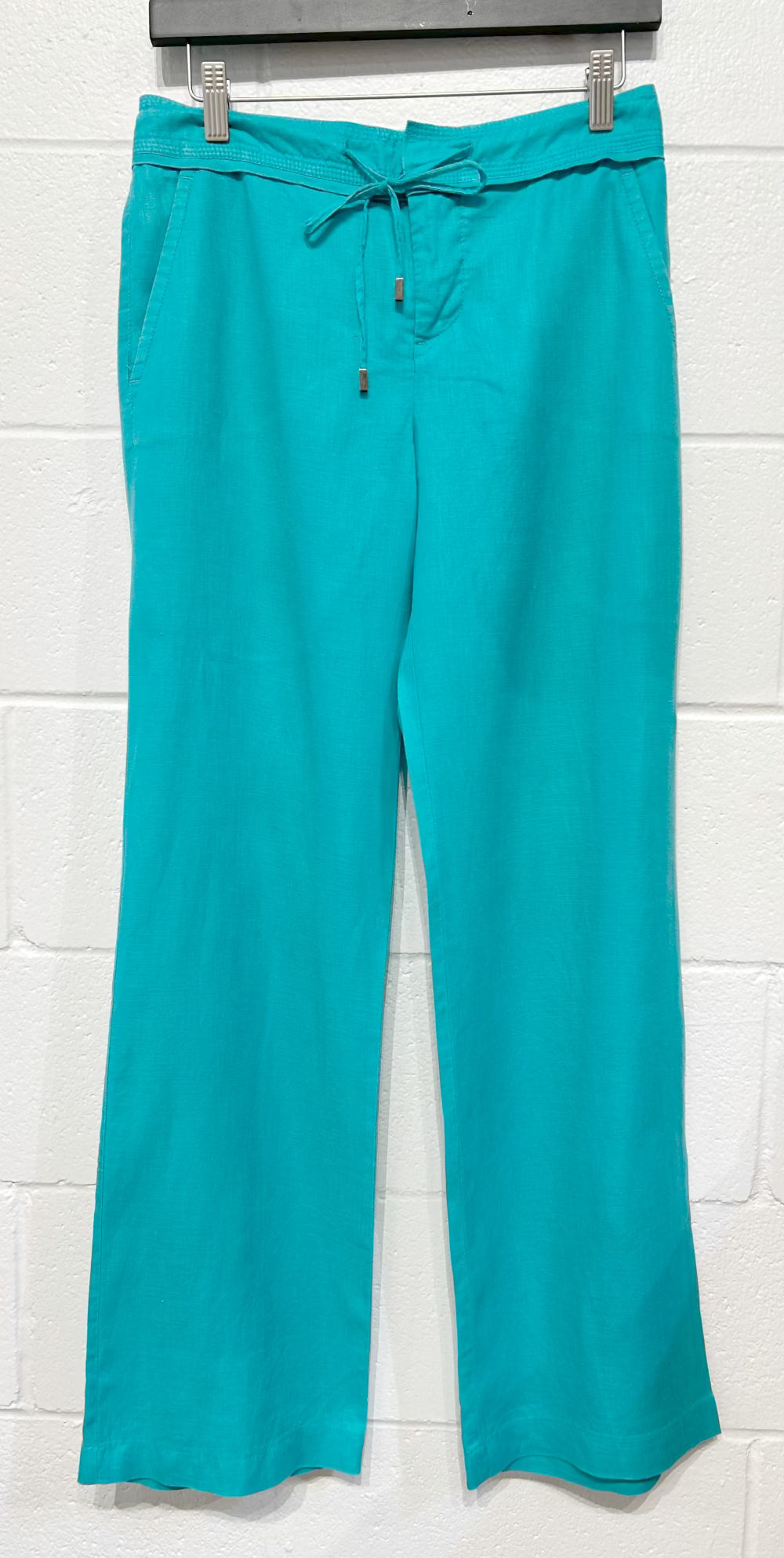 Women's 4 100% Linen Pants, Turquoise