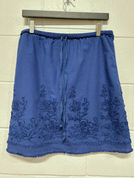 Women's M Cotton Ink Blue Drawstring Textured Appliqué Skirt, Max Studio