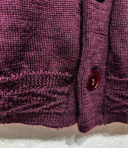 Men's L Sweater Cardigan Button, Shawl Collar, 100% Wool, Burgundy, Outclass