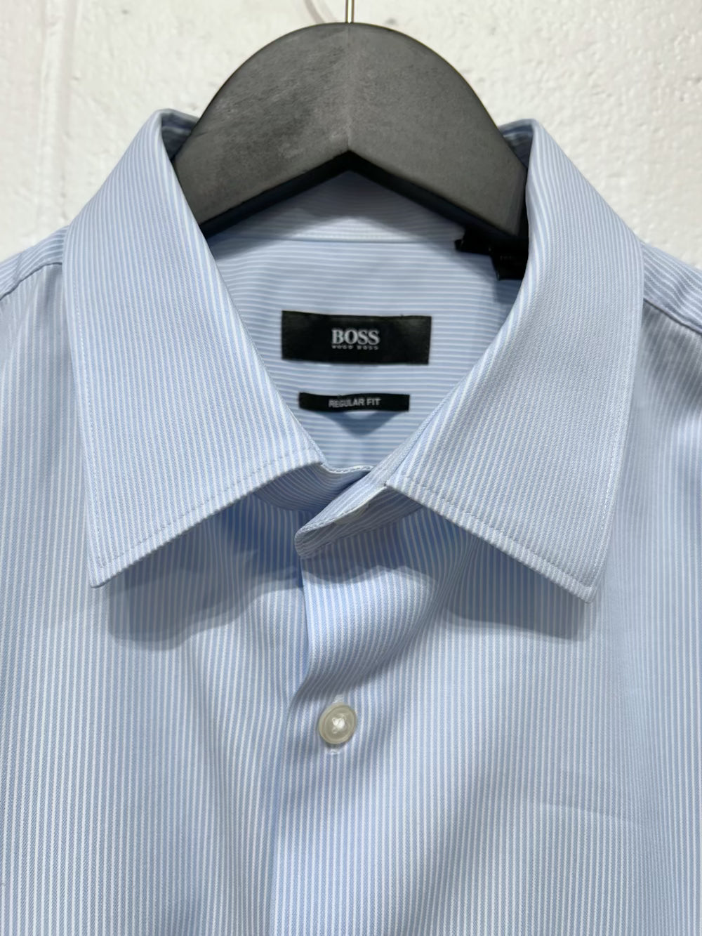 Men's L 16 Cotton Shirt,  Long Sleeve, Button-up, Blue/White Microstripe, Regular Fit, Hugo Boss