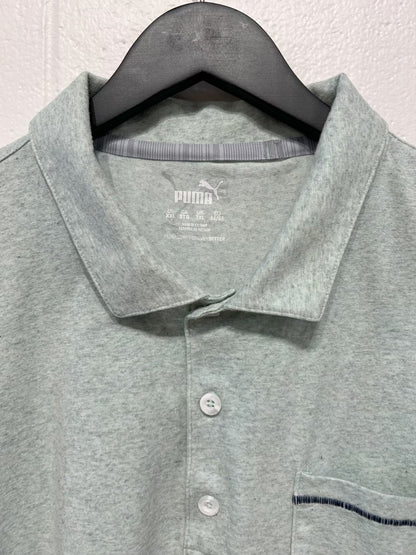 Men's XXL Cotton Polo Golf Shirt,  Short Sleeve, Mint/Grey Marl, Puma