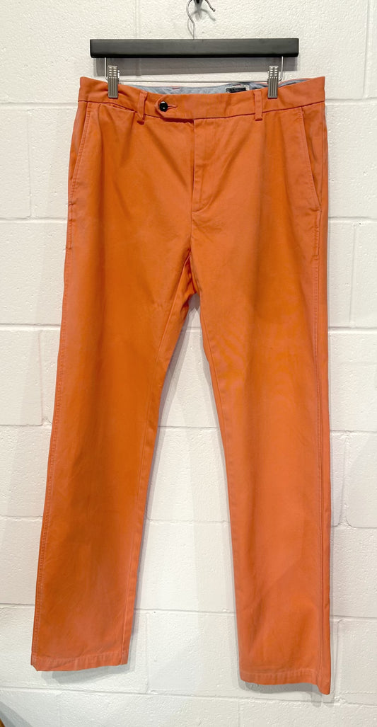 Men's Casual Pants 32 x 34, Cotton Chino, Slim- Soft Orange, Club Monaco