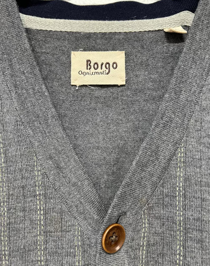 Men's M 100% Merino Sweater Vest - Grey with Dotted Stripe, Borgo Organissanti