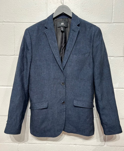 Men's S 38R 100% Linen Sportscoat Jacket, Navy, H&M