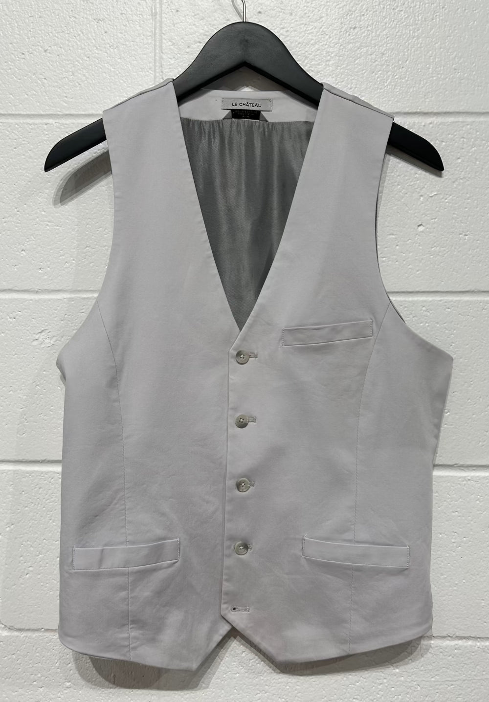 Men's S/M Vest Waistcoat, Silver Grey, LeChateau