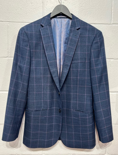 Men's S Sportscoat Jacket, Blue Windowpane Check, Vestus