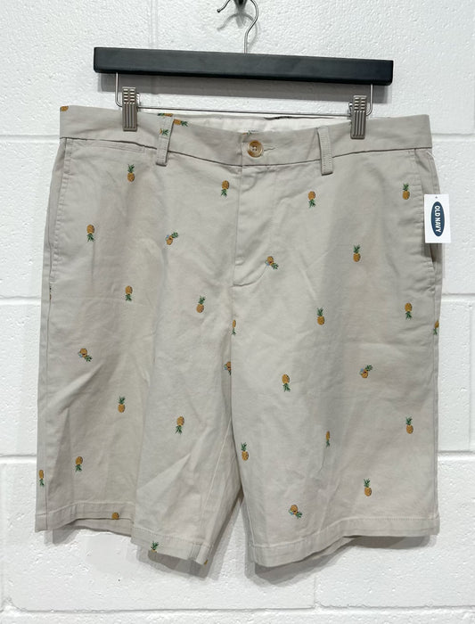 Men's Chino Shorts 34, Beige Pineapple Print, Old Navy, New with Tags NWT