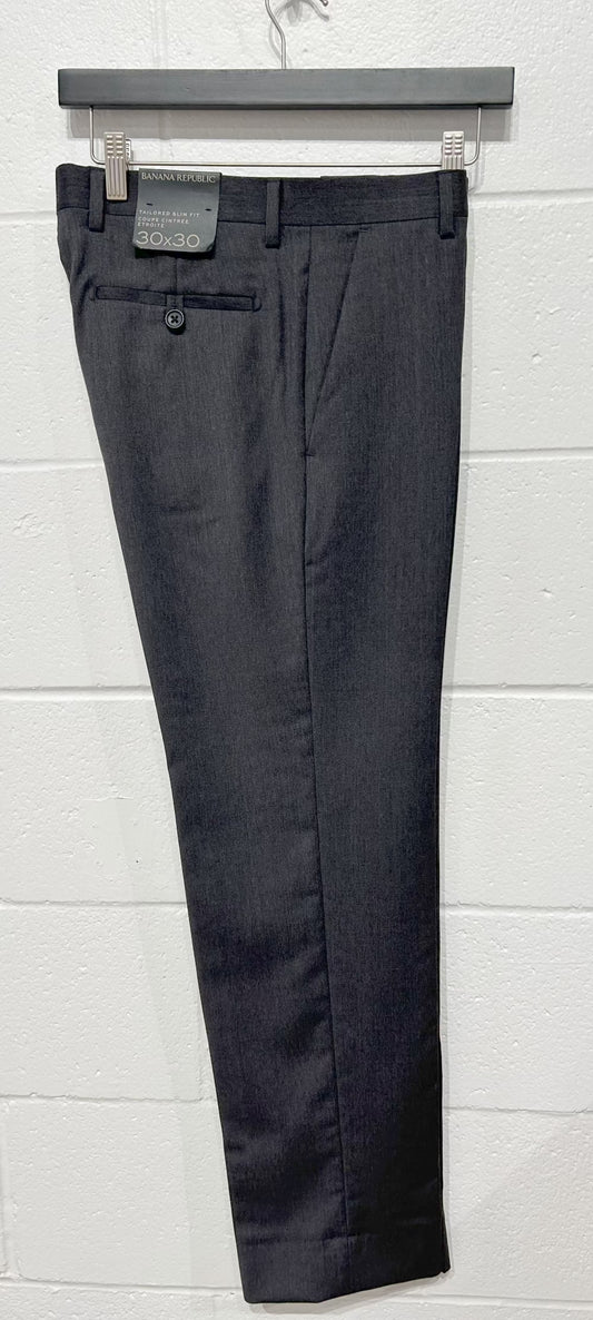 Men's Dress Pants 30 x 30, Tailored Slim Fit, Charcoal Grey, Lightweight Wool, Lined - Banana Republic NWT New with Tags