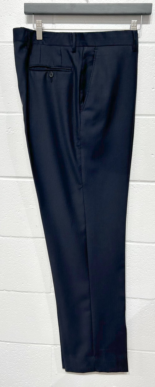 Men's Dress Pants 34, Lightweight Wool - Navy Blue Shadow Stripe, Zanetti