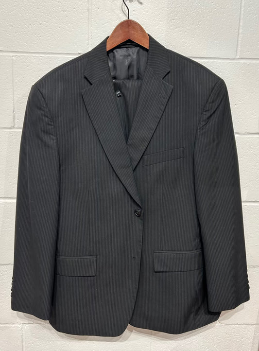 Men's 42S Suit, Black Pinstripe, Haggar