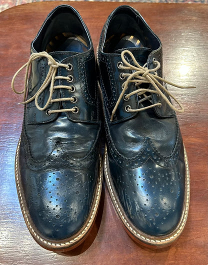 Men's Shoes - 45 EU/ 11 US, Navy Blue Leather Brogue Lace-Up, Base London