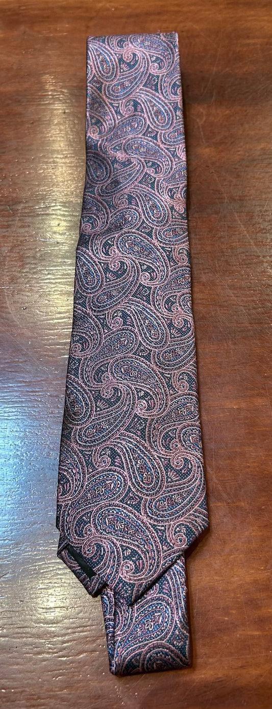 Joseph & Feiss Silk Pink Navy Paisley Tie