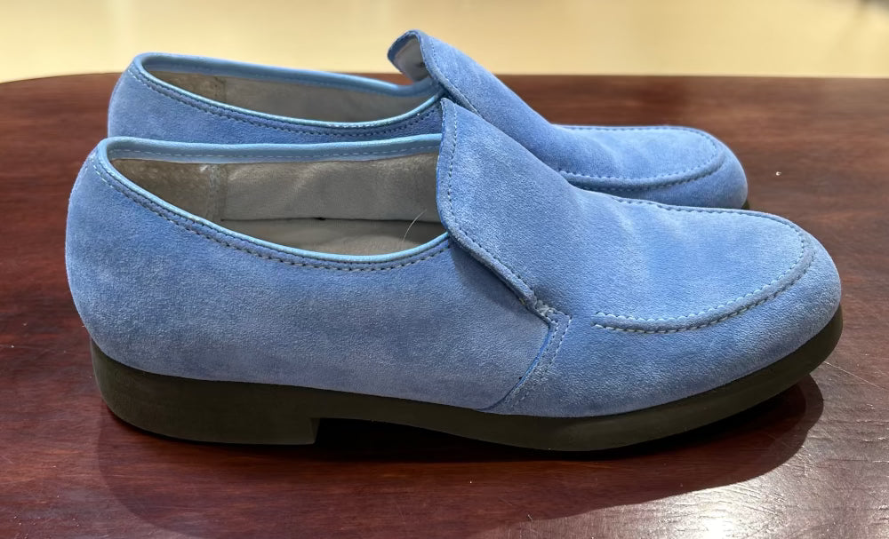 Women s Shoes 7.5 M US Sky Blue Suede Leather Loafer Hush Puppies Circularity Boutique