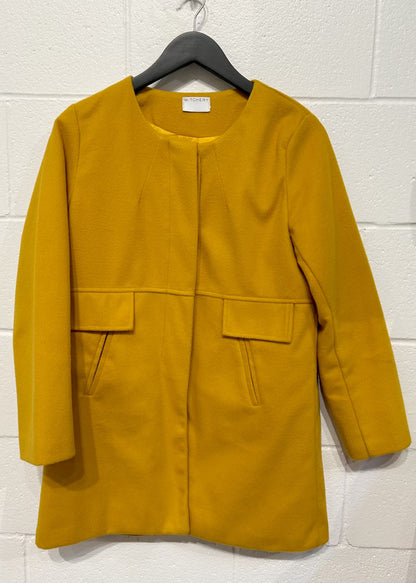 Women's S 3/4 Length Swing Coat Jacket, Mustard, Witchery